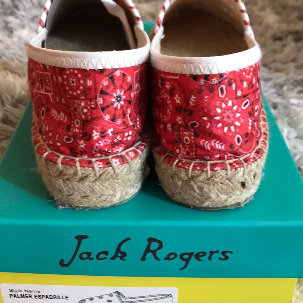 ๐Jack Rogers Espadrilles Red Bandana Print Size 7 - Picture 2 of 9